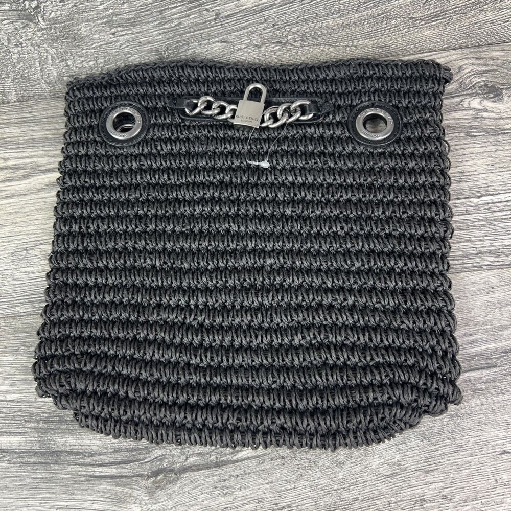 Kurt Geiger Black Woven Chain-Trim Shoulder Bag Missing Chain